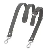 0.7" Genuine Leather Purse Strap for Bag (Dark Gray, Silver Buckle)