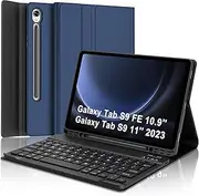 Keyboard Case for Samsung Galaxy Tab S9 FE 10.9 Inch, S9 11 Inch Keyboard for Galaxy Tablet 2023, Detachable Bluetooth Keyboard with Pen Holder for Samsung Tab S9FE/S9 5G, Long Battery Life, Navy Blue