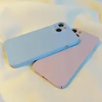 在飛比找ETMall東森購物網優惠-sonun 云青灰粉純色iPhone15手機殼適用蘋果14p