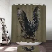 Cool Art Owl Painted on Concrete Shower Curtain
