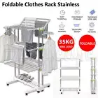 3 Tier Portable Clothes Airer Foldable Rail Cloth Hanger Drying Rack Horse Steel