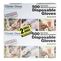 在飛比找樂天市場購物網優惠-Clean Ones 拋棄式塑膠手套 500入 X 2盒