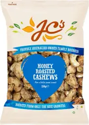J.C.'S QUALITY FOODS Honey Roasted Cashews, 150 G