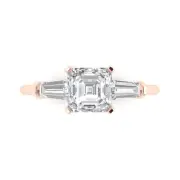 1.62ct Emerald Baguette 3 stone Simulated Engagement Promise Ring 14K Rose Gold