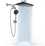 Wide Rain Shower Head with 6 Modes Handheld Water Spray，High Pressure Showerhead