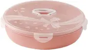 FUNOMOCYA Round Divided Candy Box with Lid Compartment Snack Serving Tray for Nuts Dried Fruits and Sweets Stylish Pink Food Storage Container for Parties and Home Use