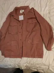 Pistola Mauve Briana Oversized Utility Jacket Pockets Sz XL Snap Front NWT