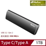 【NETAC】ZSLIM 1TB USB3.2/TYPEC 雙介面 極速550MB/S行動固態硬碟(台灣公司貨 原廠3年保固)