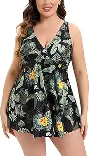 [HUGE SPORTS] Women Tankini Swimsuits Plus Size Two Piece Bathing Suits Swimwear Top with Bikini Bottoms