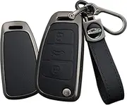 Flip Key Case Folding Key Fob Holder fit for Audi A1 A3 A4 B8 A5 A6 C7 A8 D4 Q5 Q7 SQ5 S4 B8 S5 S6 C7 S7 S8 Remote Key Cover Metal Keychain Keyring Accessories 3 Buttons C Black