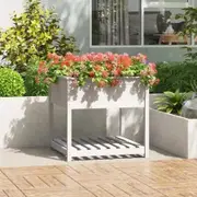 Planter with Shelf White 82.5x82.5x81 cm Solid Wood Pine