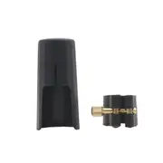 Alto Tenor Soprano Saxophone Mouthpiece Pu Leather Clamp Clip + Cap Sax Accessory Black