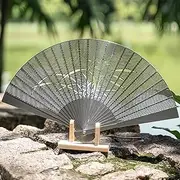 [Generic] Hollow Traditional Chinese Fine Steel Fan, Portable Self-Defense Tai Chi Metal Stainless Steel Folding Fan, Kung Fu Practice Hand-Held Open and Close Smoothly and Freely