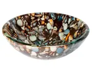 Eden Bath EB_GS39 Single Bowl Natural Pebble Pattern Glass Vessel Sink In Gray