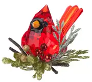 Sitting Mistletoe Krystal Cardinal Elegant Radiant- 3.5"Wx4"L -