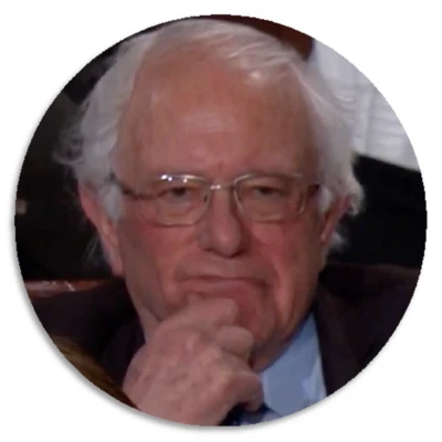 Bernie Sanders Thinking Grumpy Face - 25 Pack Circle Stickers 3 Inch