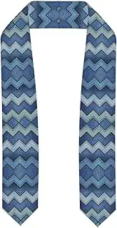[SKKNT] Gradient Blue Denim Print Graduation Shawl Stole For Academic Commencements Honor Sash Congratulations Gift