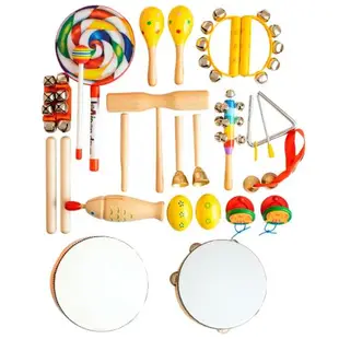 早教兒童玩具鼓奧爾夫打擊樂器木沙錘鈴鼓搖鈴響板三角鐵木魚玩具