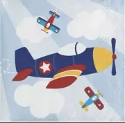 Lil Flyer Airplane Beverage Napkins Paper 16 Per Pack Planes Birthday Tableware