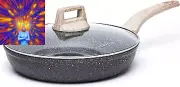 Nonstick Frying Pan Skillet,Non Stick Granite Fry Pan with Glass Lid, Egg Pan Om