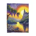 Velveteen Plush Blanket Home Decor Imaginary Fantasy Landscape Vibrant Colors