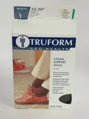 Truform Men's 15-20 mmHg Casual and Athletic Knee High Compression Socks Black M