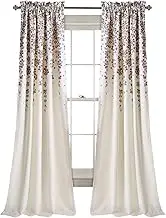 Lush Decor Weeping Flower Light Filtering Window Curtain Panels, Pair, 52" W x 84" L + 2" Header, Purple & Gray- Charming Modern Floral Curtains for Living Room, Dining Room, & Bedroom
