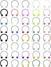[Vsnnsns] 16G Surgical Steel Horseshoe Nose Septum Rings Piercing Jewelry Cartilage Helix Tragus Earring Hoop Lip Horseshoe Ring Piercing Jewelry Retainer for Women Men 10mm 40pcs
