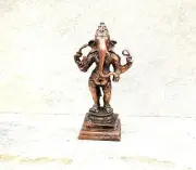 Copper Handmade Standing Ganesh Idol Figurine Statue Rich Patina Antique Finish