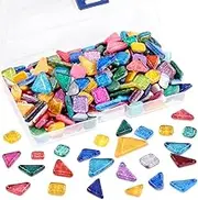 Swpeet 1Ib Glass Mosaic Tiles Pieces Stained Glass for Crafts, Mixed Colors and Patterns (Mosaic Tiles C)
