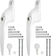 WODSTA UPVC Window Handle 2PCS Lockable Lock Window Handle Aluminum White Window Handles for UPVC Windows with Key for 10/15/30/40/50mm|Multi Spindles|