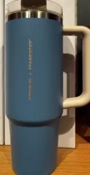 Starbucks x STANLEY BLUE STAINLESS STEEL TUMBLER 40oz Cup Straw NEW NO BOX