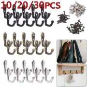 10/20/30 Hanging Metal Single Hook Clothes Hat Coat Robe Wall Door Hangers Hooks