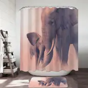 Cute Baby Elephant and its Mommy Animal Art Shower Curtain
