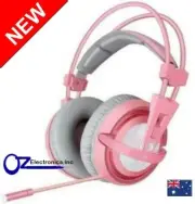Sades A6 7.1ch Virtual Surround Gaming Headset LED USB PC PS4 PS5 Switch Pink