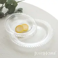在飛比找PChome24h購物優惠-Just Home透亮珍珠歐式玻璃水果盤/糖果盤-8吋+10