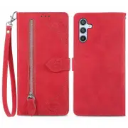 For Samsung Galaxy A54 5G Imprinted Pattern PU Leather Zipper Pocket Case Wallet Stand Phone Cover