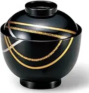 J-Kitchens Miso Soup, Bowl, 3.9 inches (3 cm) of Juice, Black with Gold and Silver Twill, S and H Coating, Dishwasher Safe, Heat Resistant ABS Resin, 3.6 x 3.6 inches (9.2 x 9.3 cm), 8.5 fl oz (250