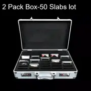2xAluminum Frame Storage Box Case with Lock for 50 PCGS NGC Coin Holders Slabs
