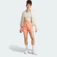 在飛比找momo購物網優惠-【adidas 愛迪達】短褲 女款 運動褲 刷毛 淺橘 IK