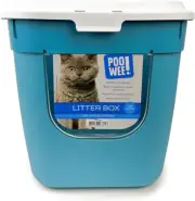 POOWEE! Top Entry Cat Litter Box with Scoop Teal