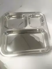 100% stainless steel Compartment Trey / plate [2pc ] 3 in 1