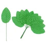 100Pcs Artificial Silk Leaf, Faux Wire Single Leaves, Fake Flower Light Green