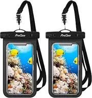 ProCase 2 Pack Waterproof Phone Pouch Case Holder, 7" Universal Underwater Cellphone Dry Bag for iPhone 15 14 13 Pro Max 12 11 Pro Max Xs XR X 8 7, Galaxy S23 S22 S21 Pixel Beach Cruise -2Black