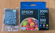 Genuine Epson (2)200XL Black Ink Cartridge 200 Cyan Magenta & Yellow Exp 01/2027