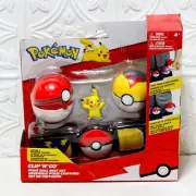 Pokemon Clip 'N' Go Two Poke Ball Belt Toy Set Pikachu New In Box & Sealed LQQK!