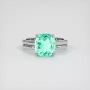 Colombia Cushion Green Emerald 18K White Gold Ring 3.26CT