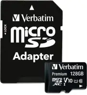 Verbatim 128GB Premium microSDXC Memory Card with Adapter UHS-I Class 10