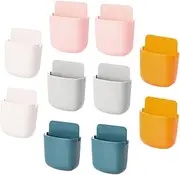 CLISPEED 10pcs Wall Storage Box Punch Remote Control Organizer for Home Office Versatile Container for Phone Keys Pens and More Space Saving Design Grey
