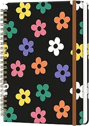 WLPFSAHF Spiral Journal Notebook for Women, Hardcover A5 College Ruled Notebook, 120 Pages, Thick Paper, Cute Lined Journal for School, Office & Work, 6 x 8.4 in(Colorful Flowers)